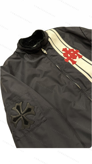 Chrome Hearts Faux Fur Lined Cobra Cross Patch Racing Jacket — Size Large