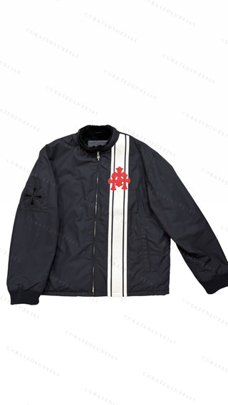 Chrome Hearts Faux Fur Lined Cobra Cross Patch Racing Jacket — Size Large