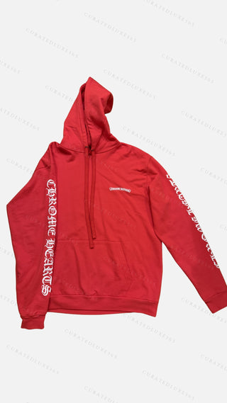 Chrome Hearts Scroll Logo Red Hoodie — Size Large