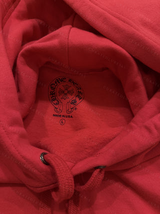 Chrome Hearts Scroll Logo Red Hoodie — Size Large