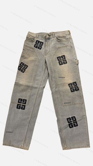 Givenchy Carpenter Straight-Leg Light Blue Denim Jeans — Size 36