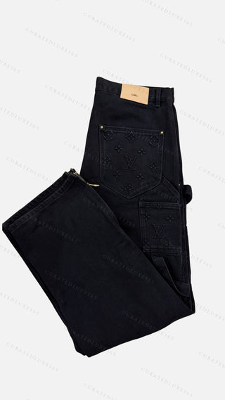 Louis Vuitton Monogram Carpenter Black Pants — Size 36
