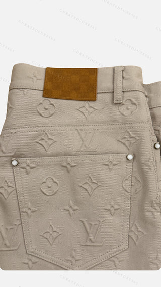 Louis Vuitton Monogram Carpenter Khaki Pants — Size 34