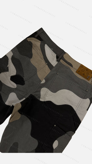 Louis Vuitton x Kid Super Patchworked Portrait Beige Black Denim Pants — Size 36