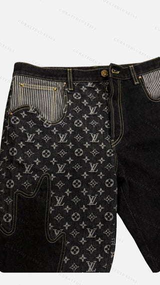 Louis Vuitton x Nigo Monogram Crazy Jeans Black & Grey Denim Pants — Size 34