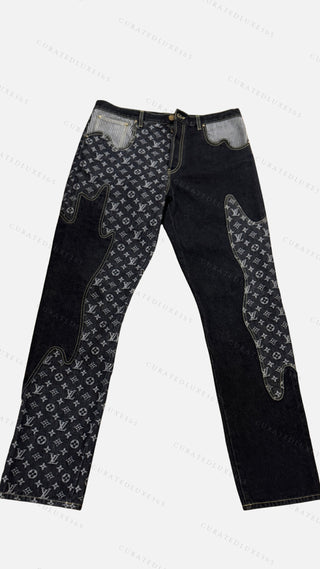 Louis Vuitton x Nigo Monogram Crazy Jeans Black & Grey Denim Pants — Size 34
