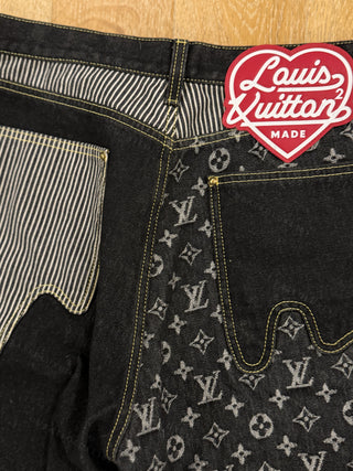 Louis Vuitton x Nigo Monogram Crazy Jeans Black & Grey Denim Pants — Size 34