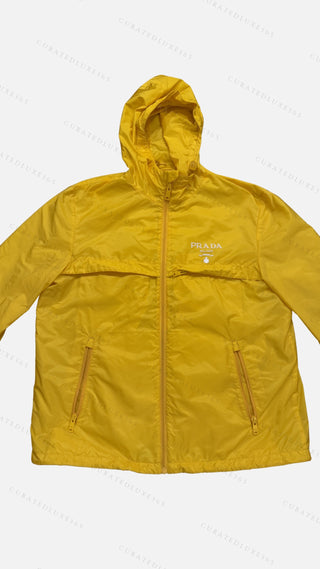 Prada Re-Nylon Hooded Yellow Windbreaker — Size 54
